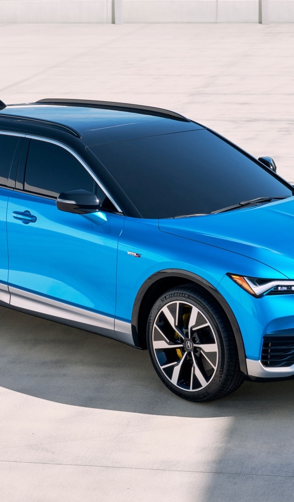 Голубой автомобиль Acura ZDX Type S 2024 года