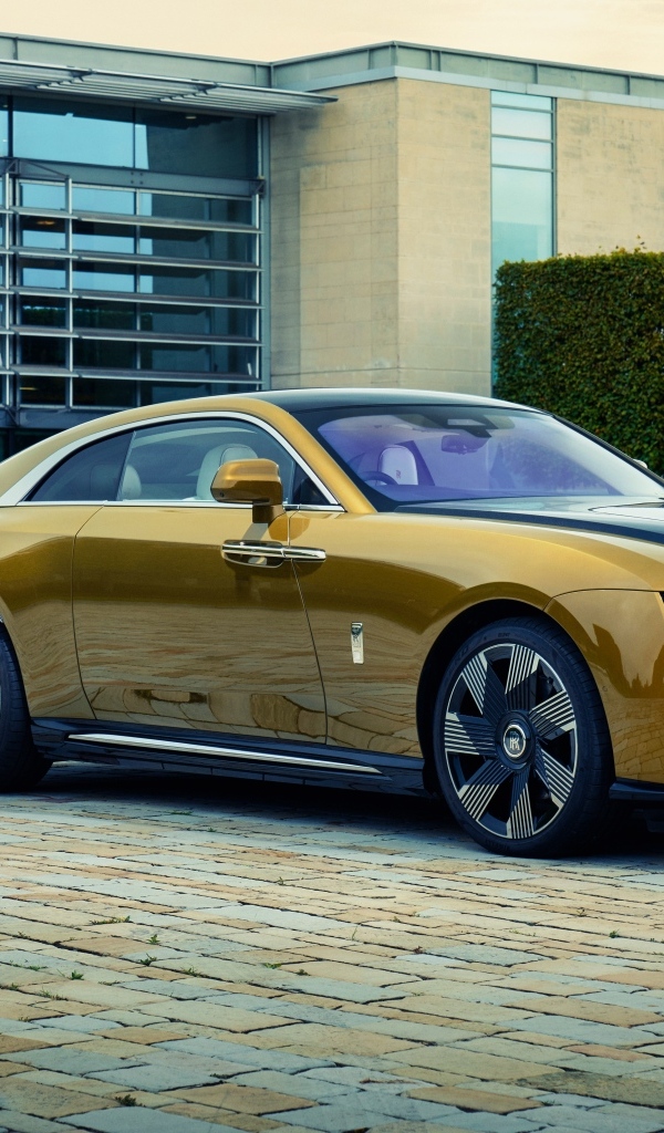 Красивый автомобиль Rolls-Royce Spectre у дома