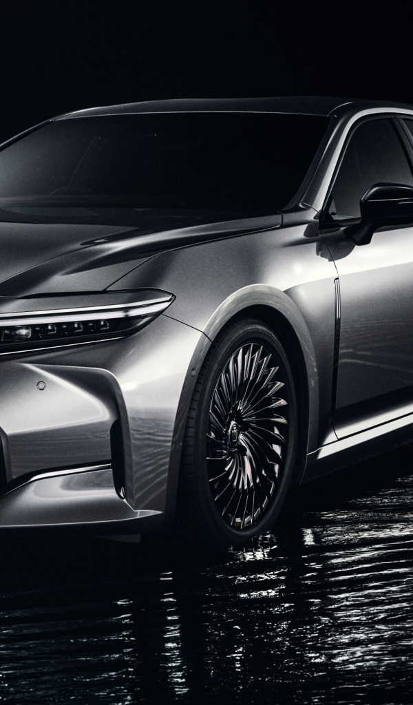 Автомобиль Toyota Crown FCEV стоит  в воде