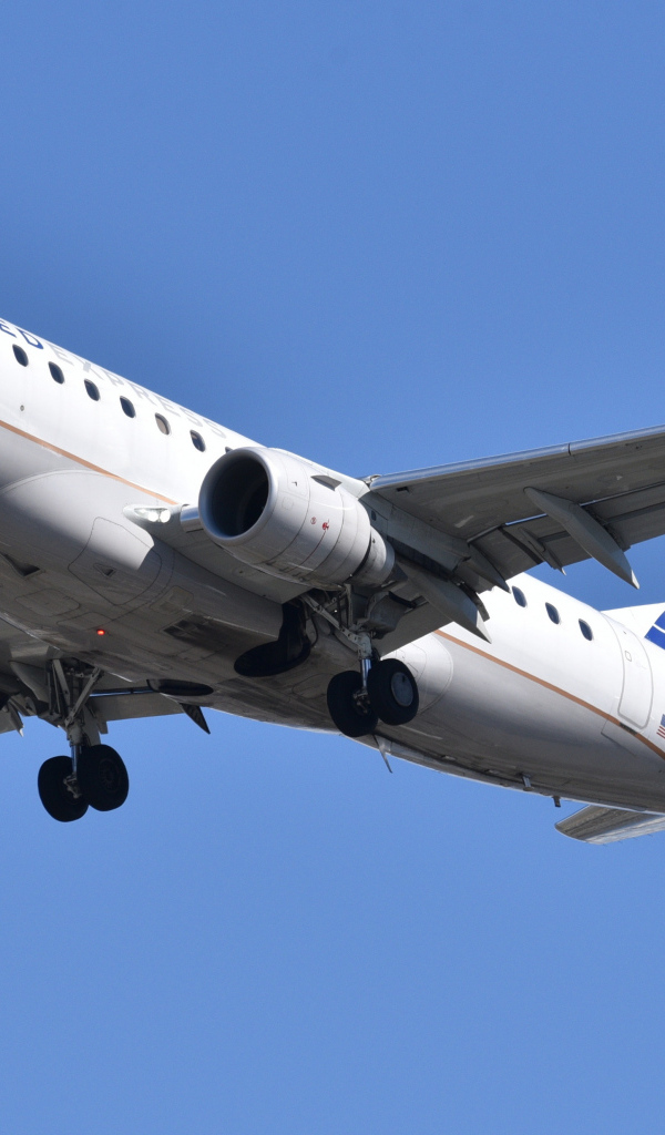 Большой пассажирский самолет в голубом небе