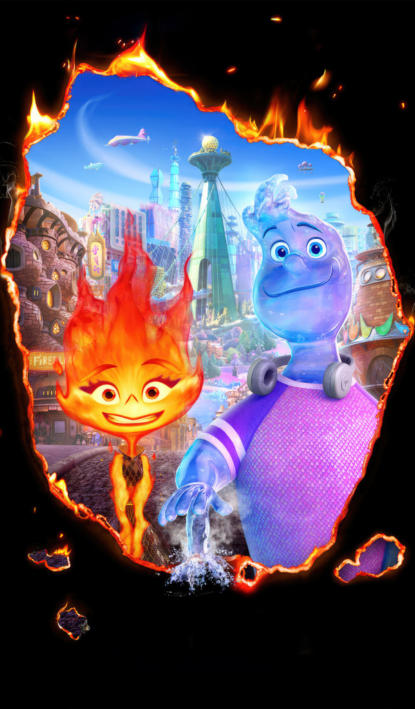 Постер мультфильма Элементарно на черном фоне