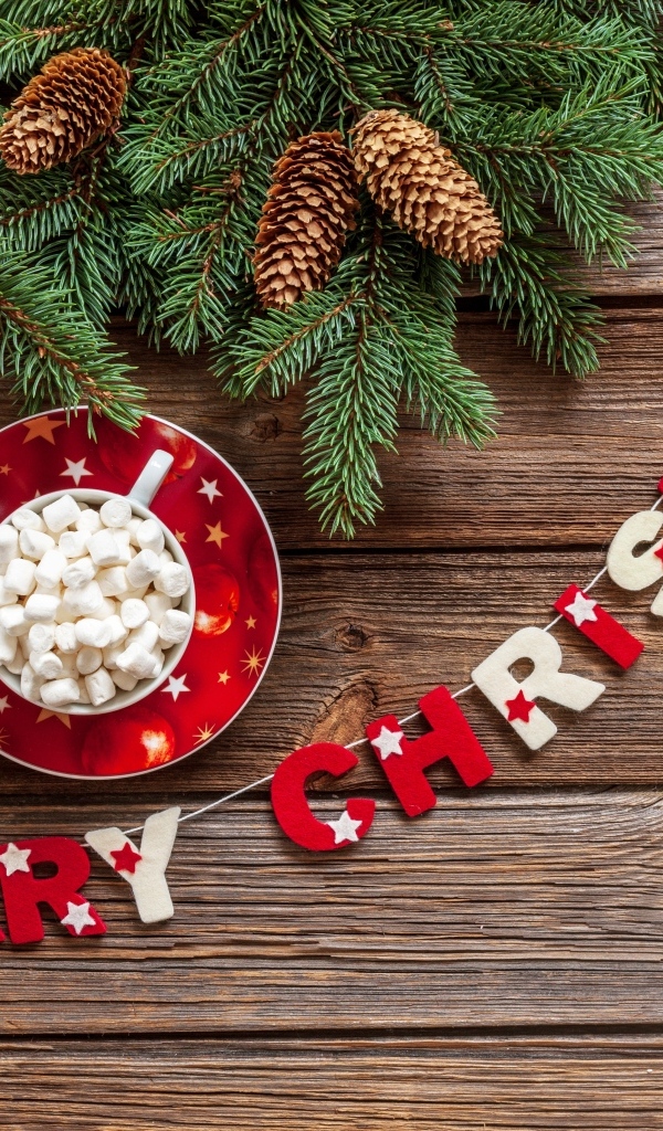 Открытка на Рождество с еловыми ветками