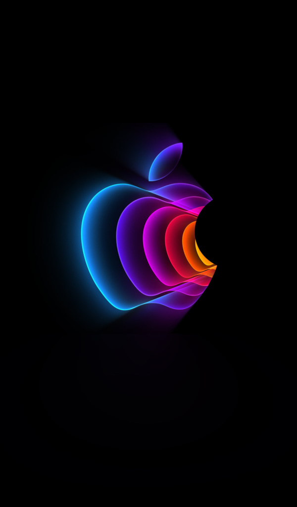 Разноцветный логотип Apple на черном фоне