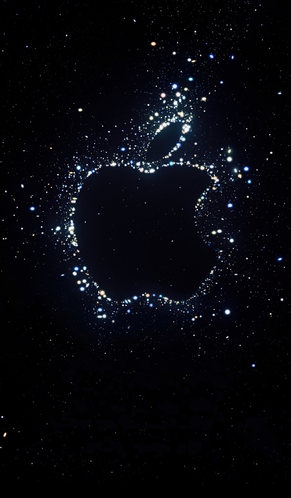 Блестящий логотип Apple на черном фоне
