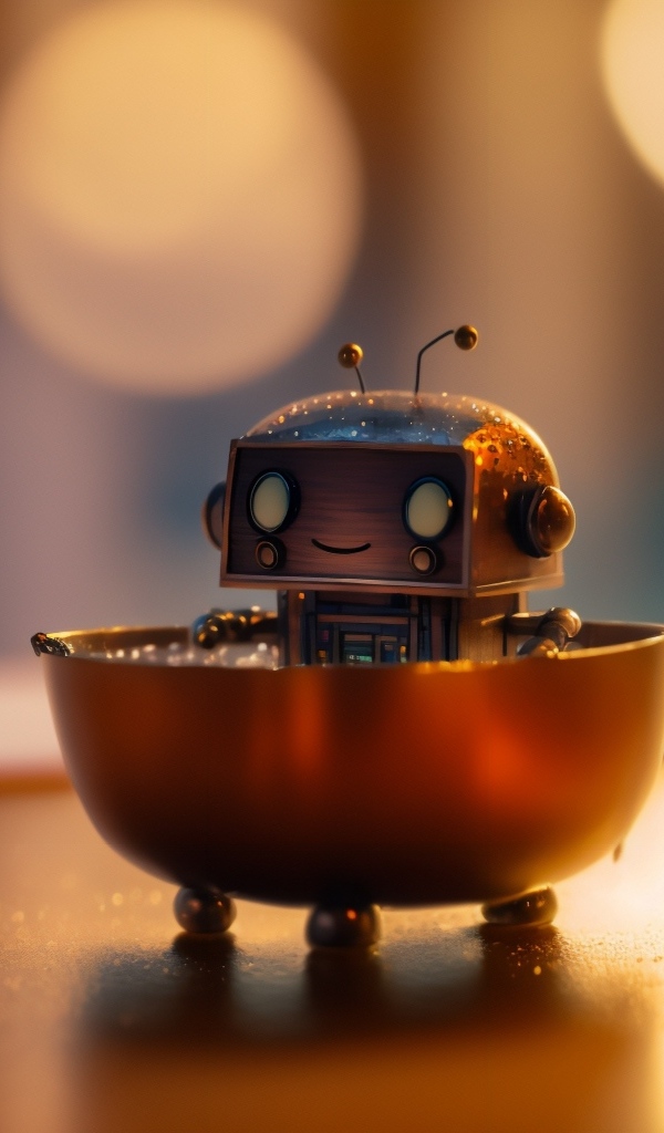 Фигурка маленького робота на столе