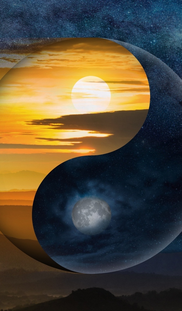 Символ инь и янь в небе