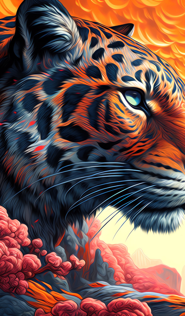 Красивый нарисованный пятнистый леопард