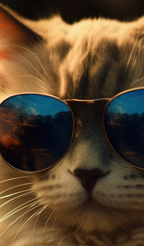 Кот в черных солнцезащитных очках