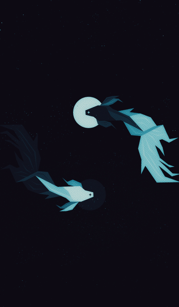 Нарисованные рыбы на черном фоне