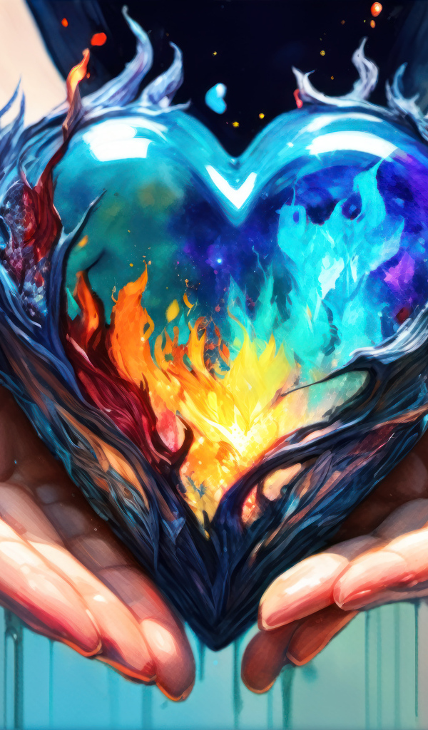 Нарисованное сердце в ладонях