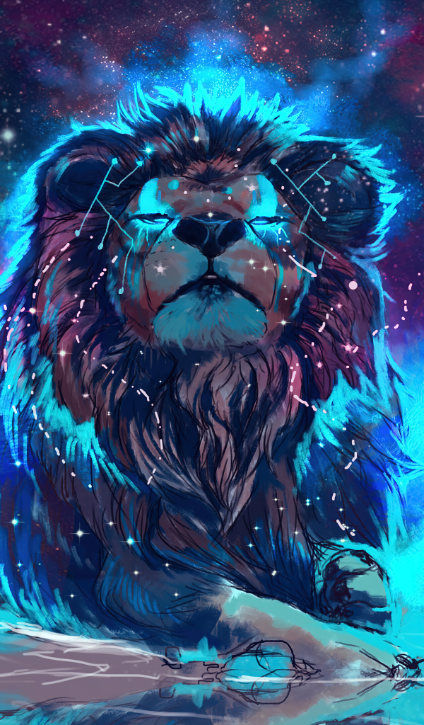 Нарисованный лев на фоне неба