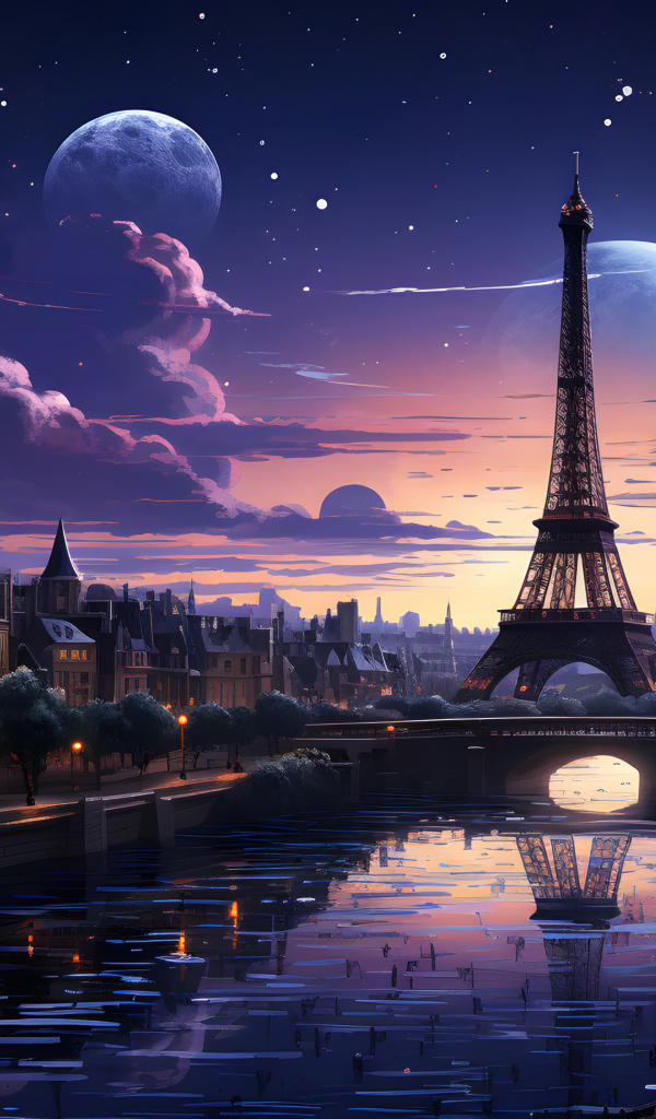 Нарисованный вид на Париж