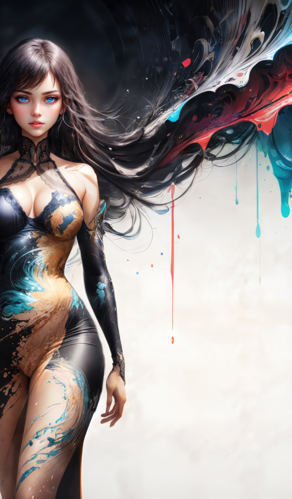 Красивая фантастическая девушка в краске