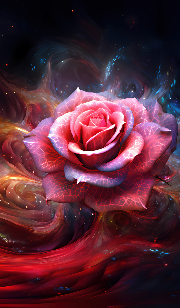 Красивая розовая роза на фантастическом фоне