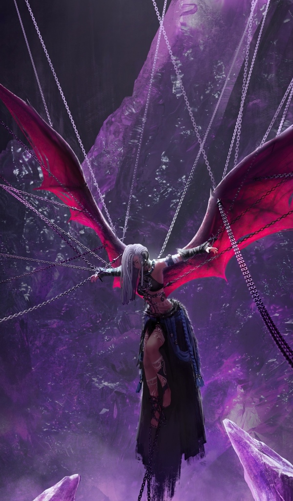 Девушка демон прикована к цепям