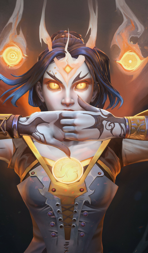 Фантастическая девушка демон на черном фоне