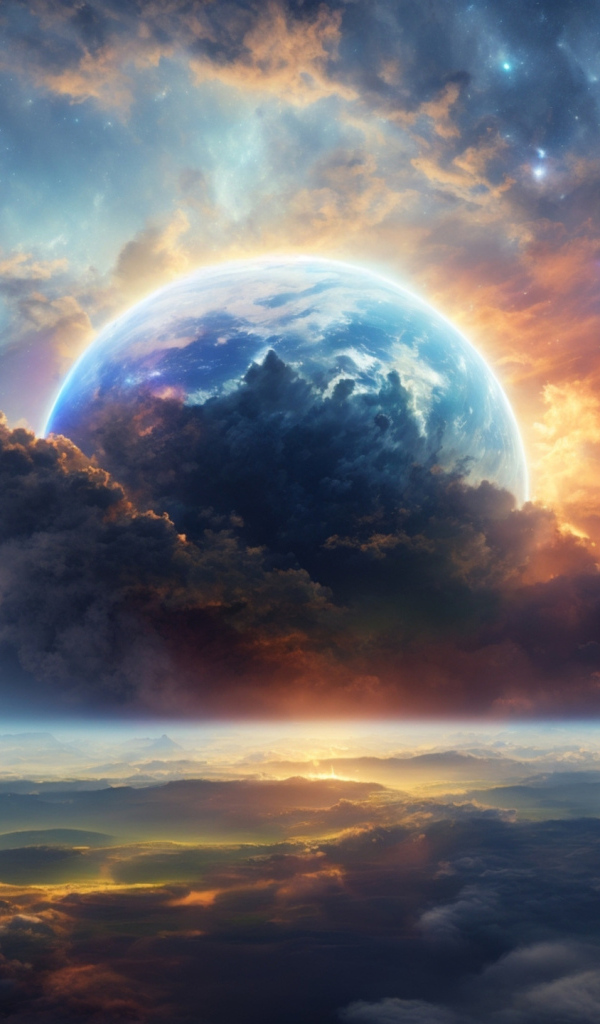Фантастическое небо с планетой