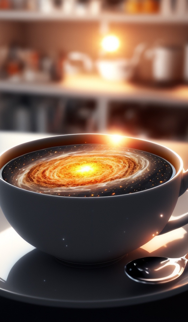 Фантастическая чашка кофе с космосом