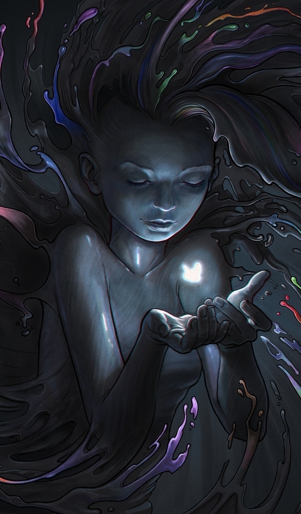 Фантастическая девушка в каплях краски