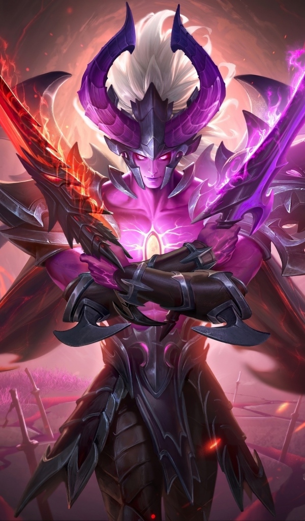 Фантастический воин с мечами