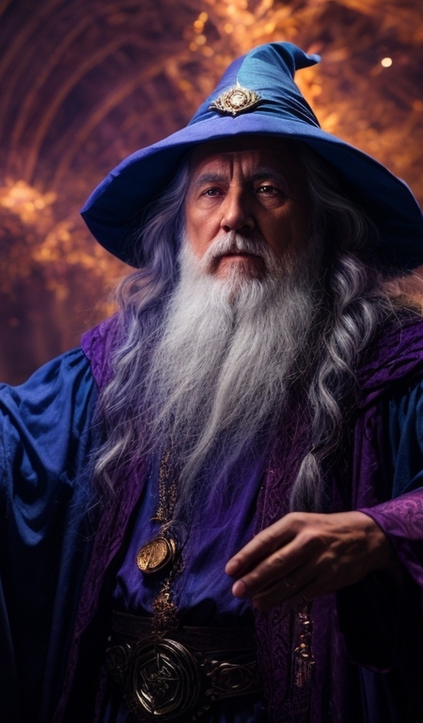 Мужчина волшебник с магической палкой