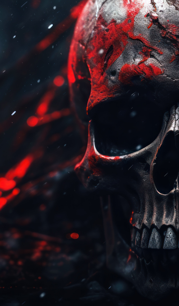 Стальной череп в красной краске