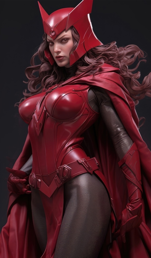 Девушка супергерой в красном костюме