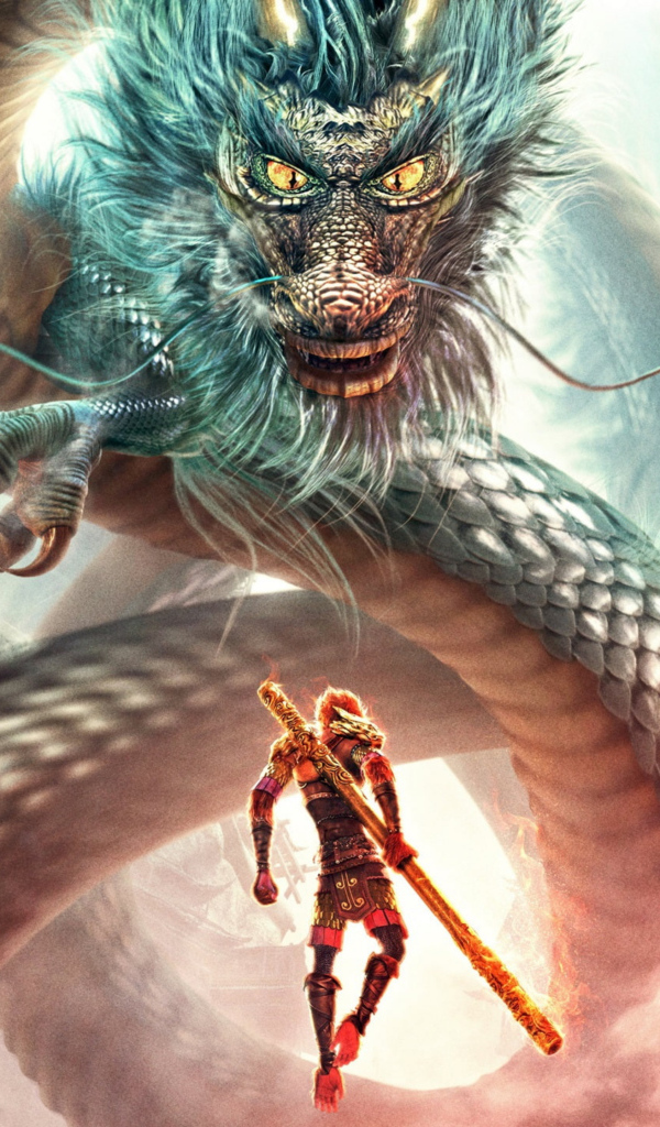 Воин сражается с драконом