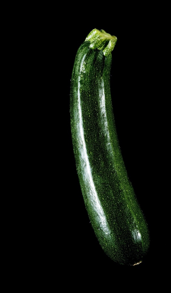 Зеленый кабачок на черном фоне