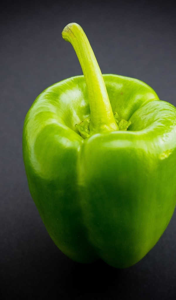 Большой зеленый перец на сером  фоне
