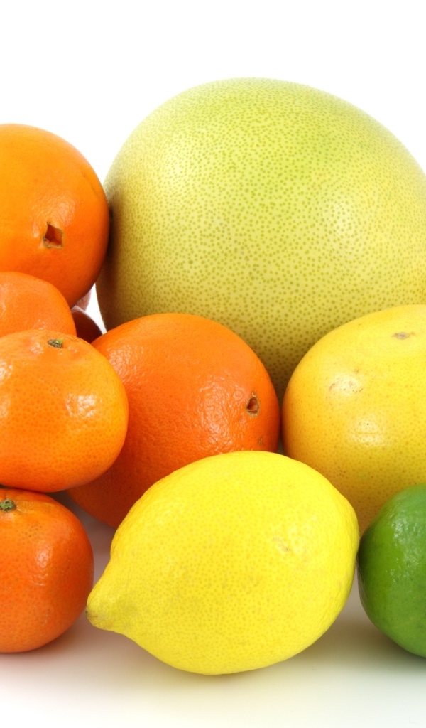 Красивые спелые цитрусовые фрукты на белом фоне