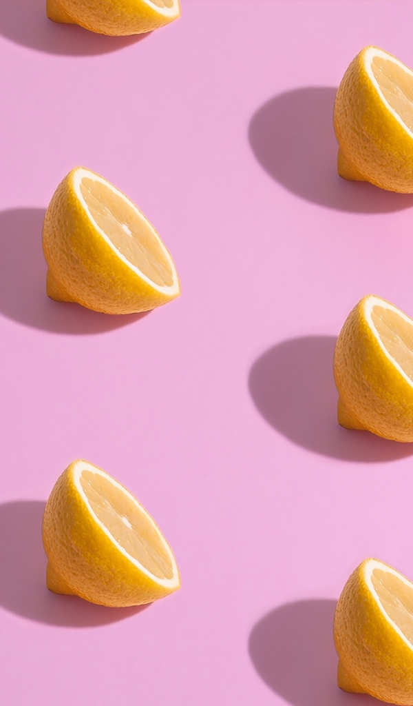 Половинки лимона на розовом фоне