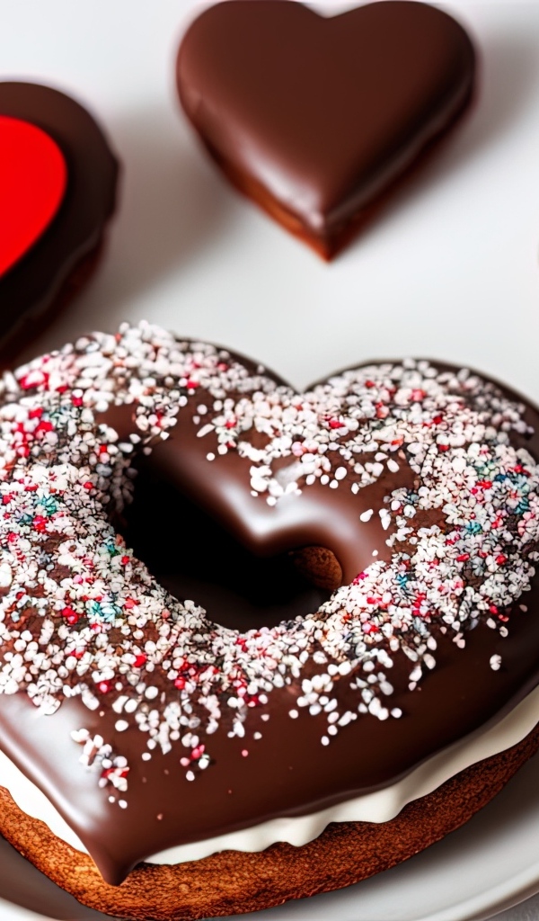 Красивое сладкое печенье в шоколаде в форме сердца