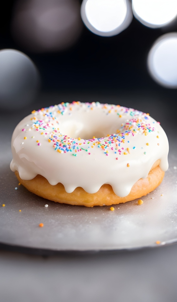 Пончик со сладкой глазурью на тарелке