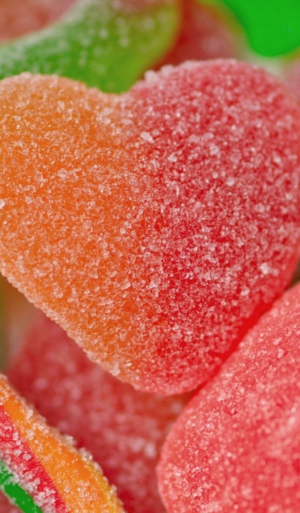 Мармелад в форме сердца в сахаре