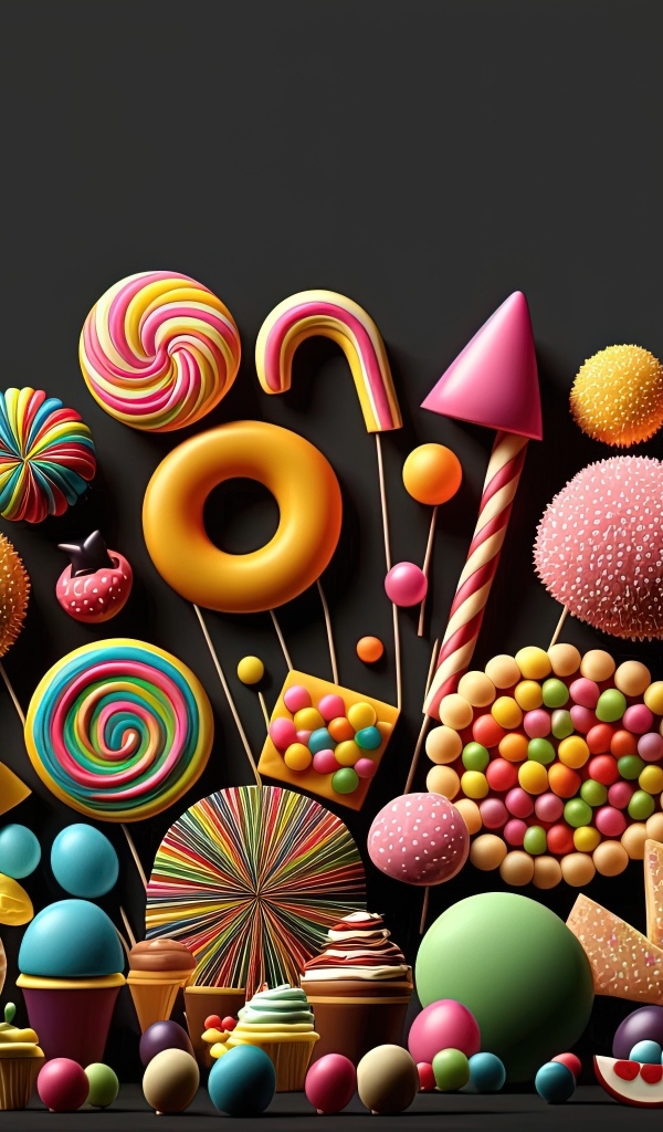 Разноцветные красивые конфеты на черном фоне