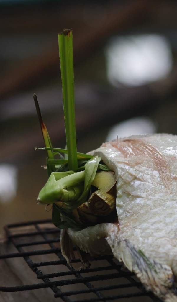 Рыба фаршированная зеленью на гриле