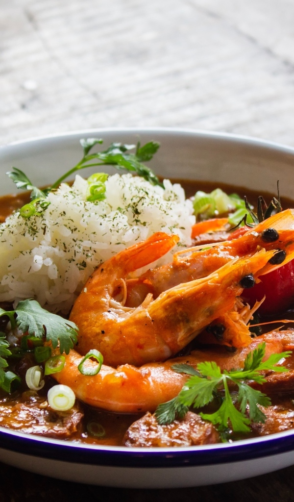 Рис с креветками в остром соусе