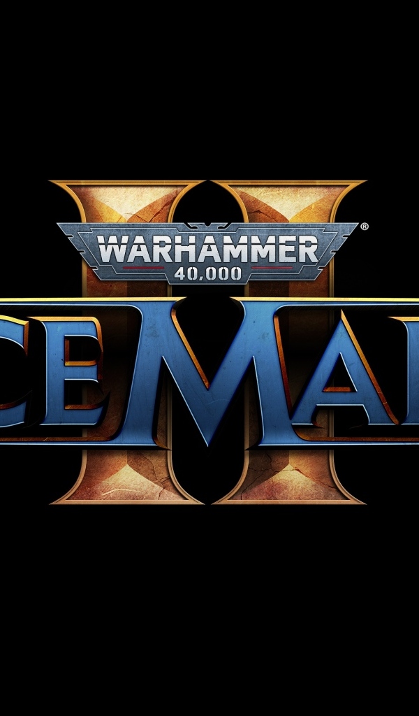 Логотип компьютерной игры Warhammer 40,000: Space Marine 2 на черном фоне