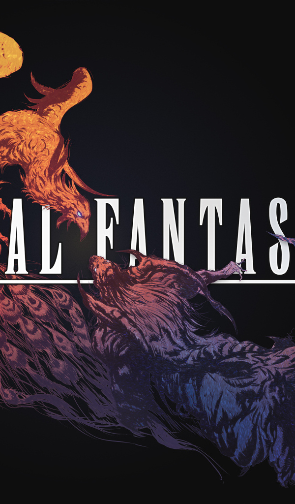 Постер компьютерной игры Final Fantasy XVI на черном фоне