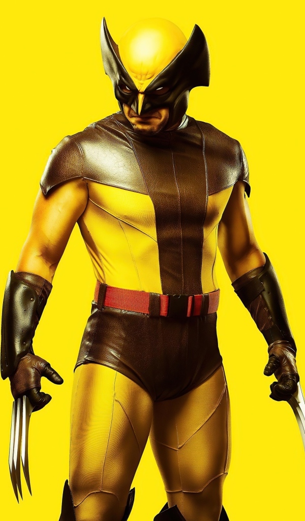 Росомаха персонаж компьютерной игры на желтом фоне