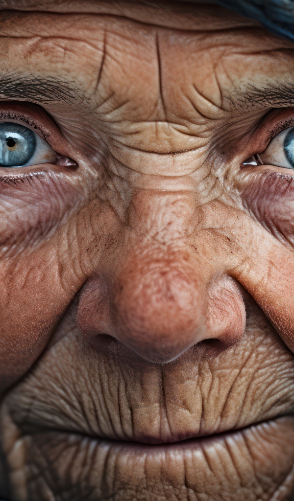 Старая женщина с голубыми глазами