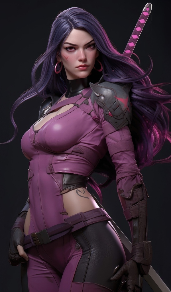 Красивая девушка воин в костюме с мечом