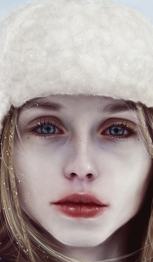 Грустная голубоглазая девушка в шапке