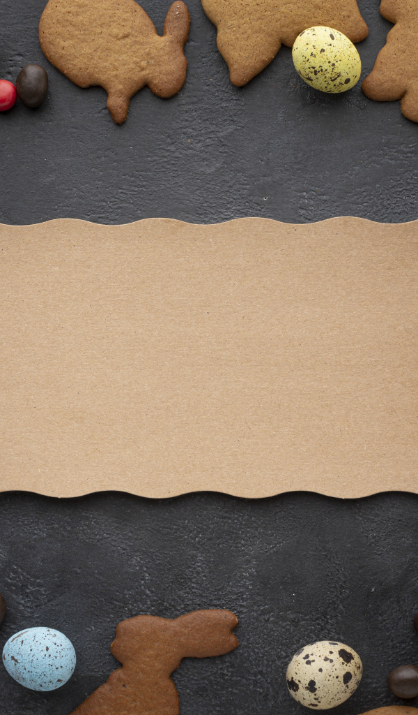 Шаблон поздравительной открытки на Пасху со сладостями