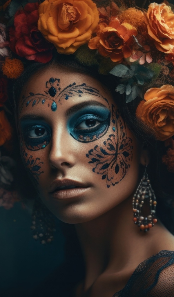 Девушка с красивым макияжем на Хэллоуин