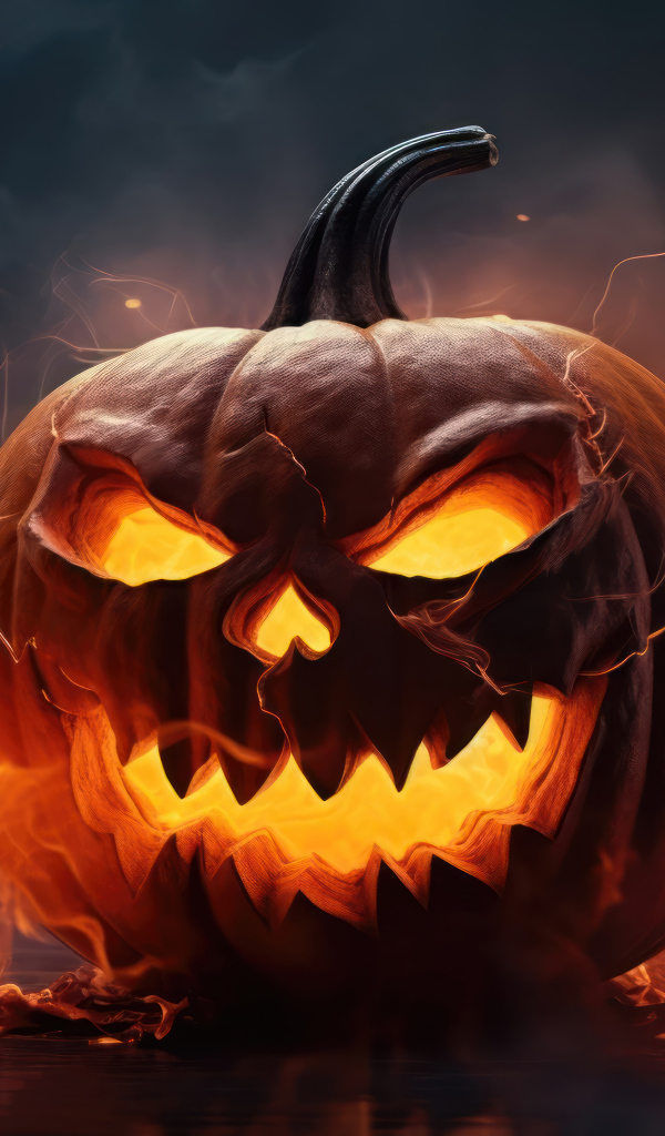 Страшная огненная тыква на Хэллоуин