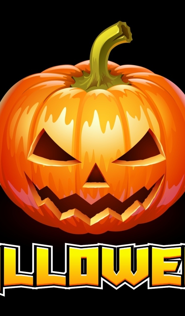 Зловещая тыква на черном фоне на Хэллоуин