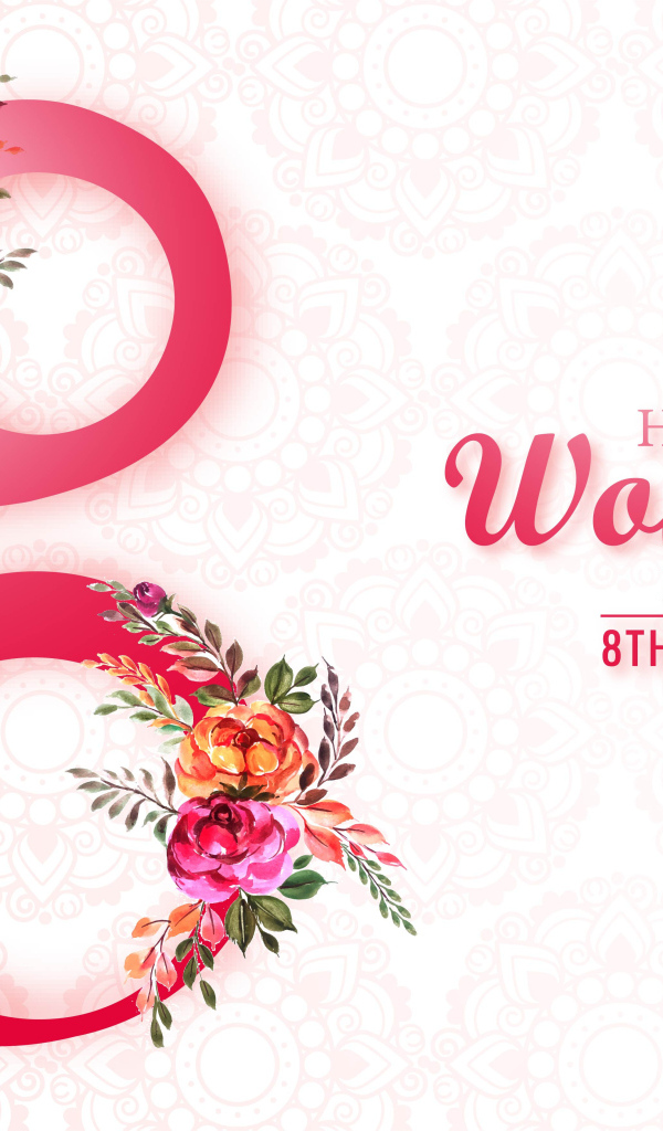 Красивая цифра 8 с цветами на международный женский день