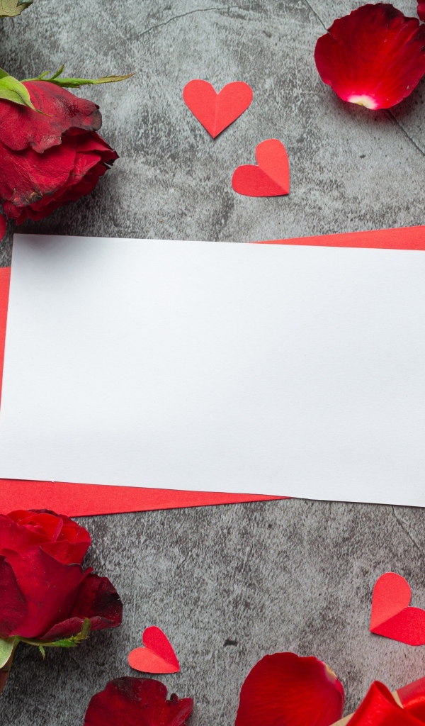 Красивый шаблон открытки с розами на 8 марта